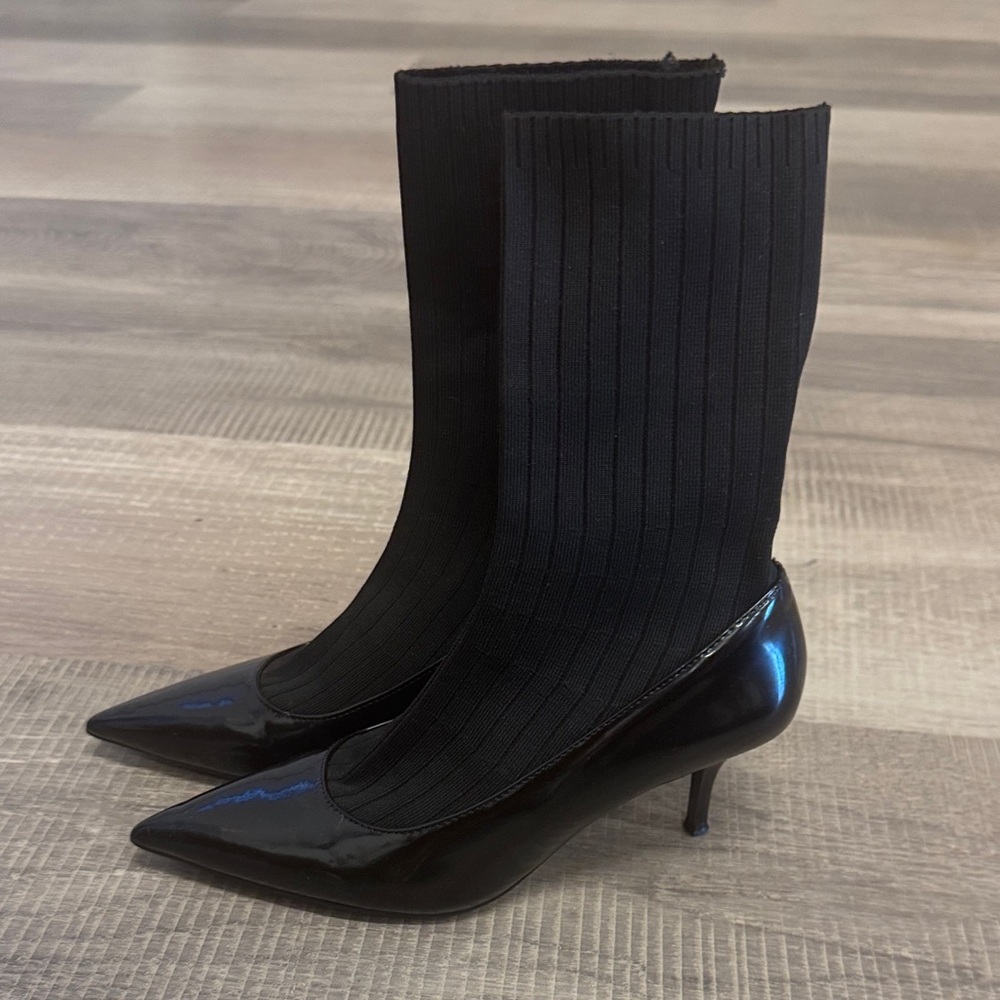 Zara Black Heeled Boots for Women